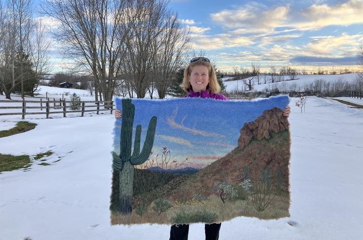 Kris Grenier’s had photos from her hikes and sheep wool from her family farm. Together she found her passion for felting. Photo provided by Kris Grenier.